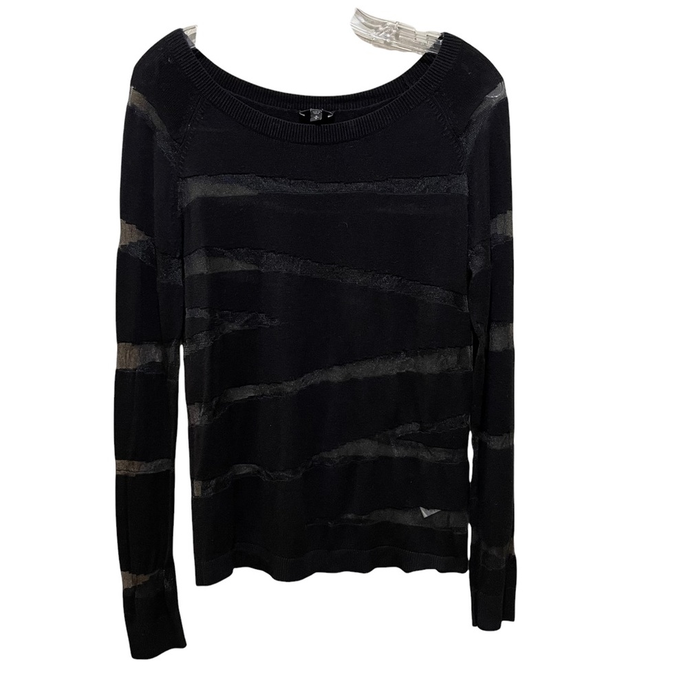 Express Sheer Mesh Cutout Sweater Black Size Medium
